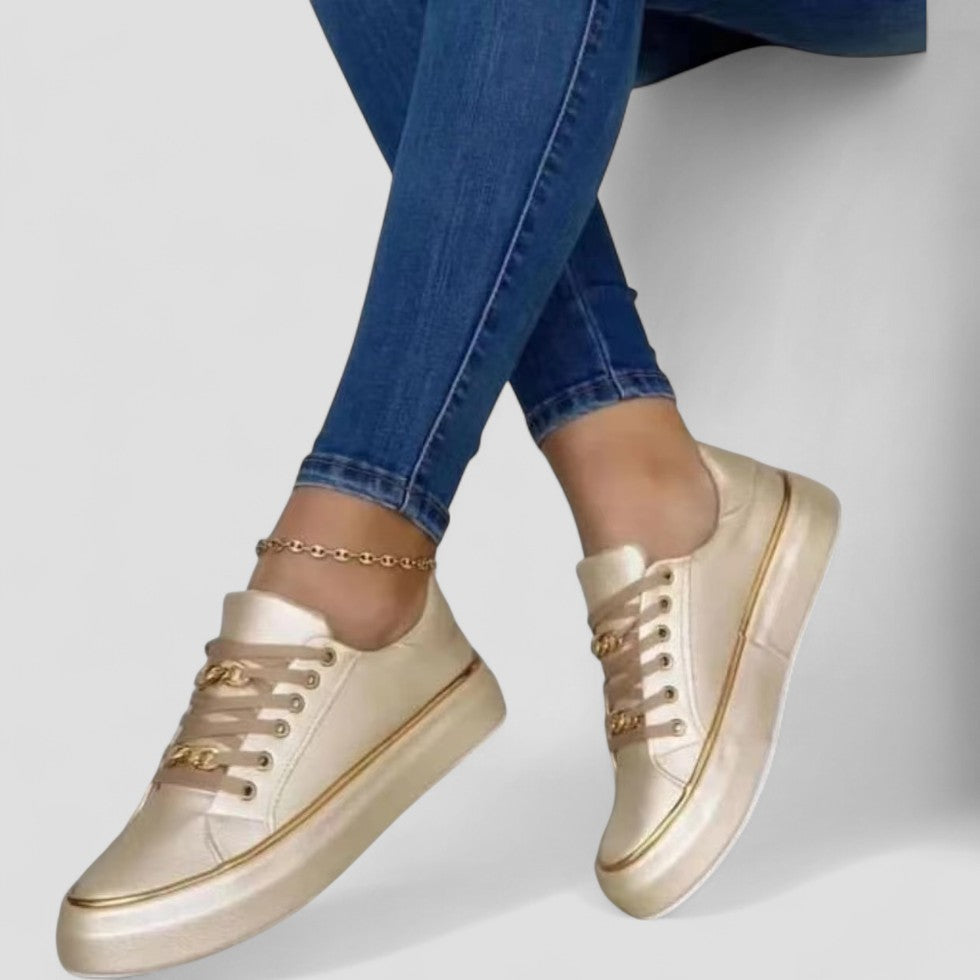 Chain Detail Lace Up Platform Sneakers