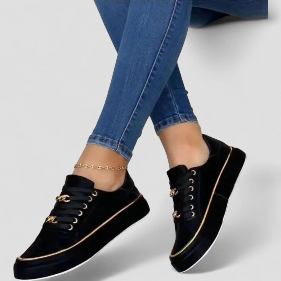 Chain Detail Lace Up Platform Sneakers