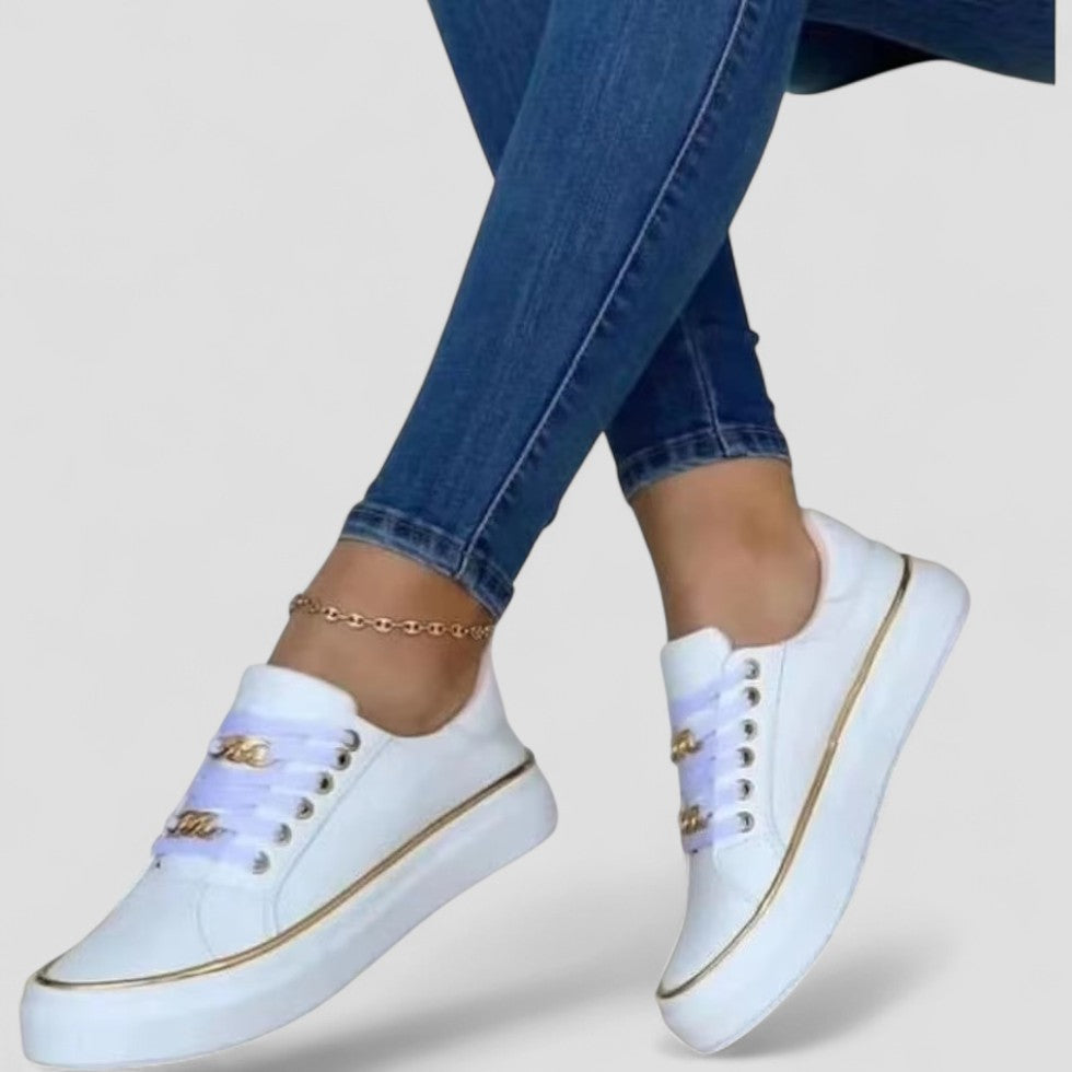 Chain Detail Lace Up Platform Sneakers