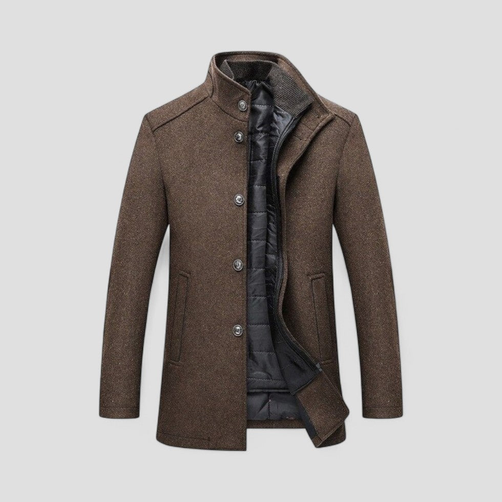 Wool Blend Button Front Winter Coat
