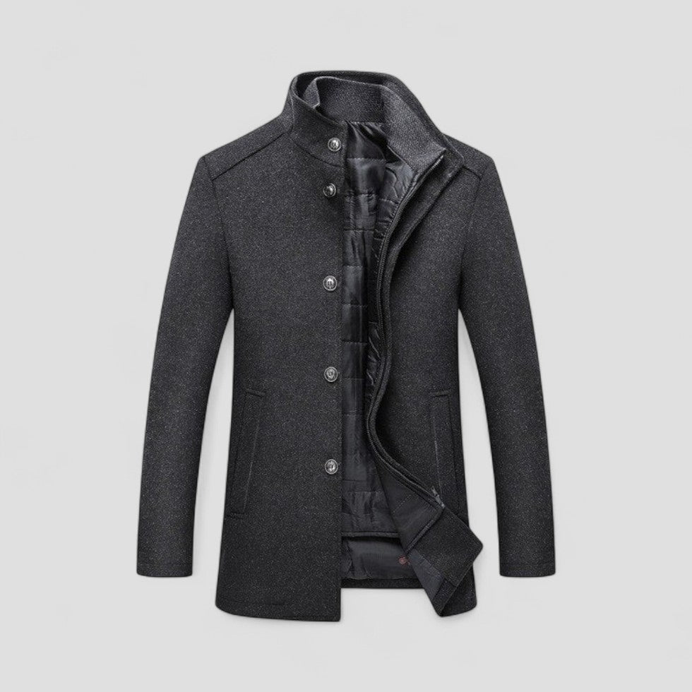 Wool Blend Button Front Winter Coat