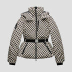 Padded Belted Diamond Pattern Winter Puffer Jacket
