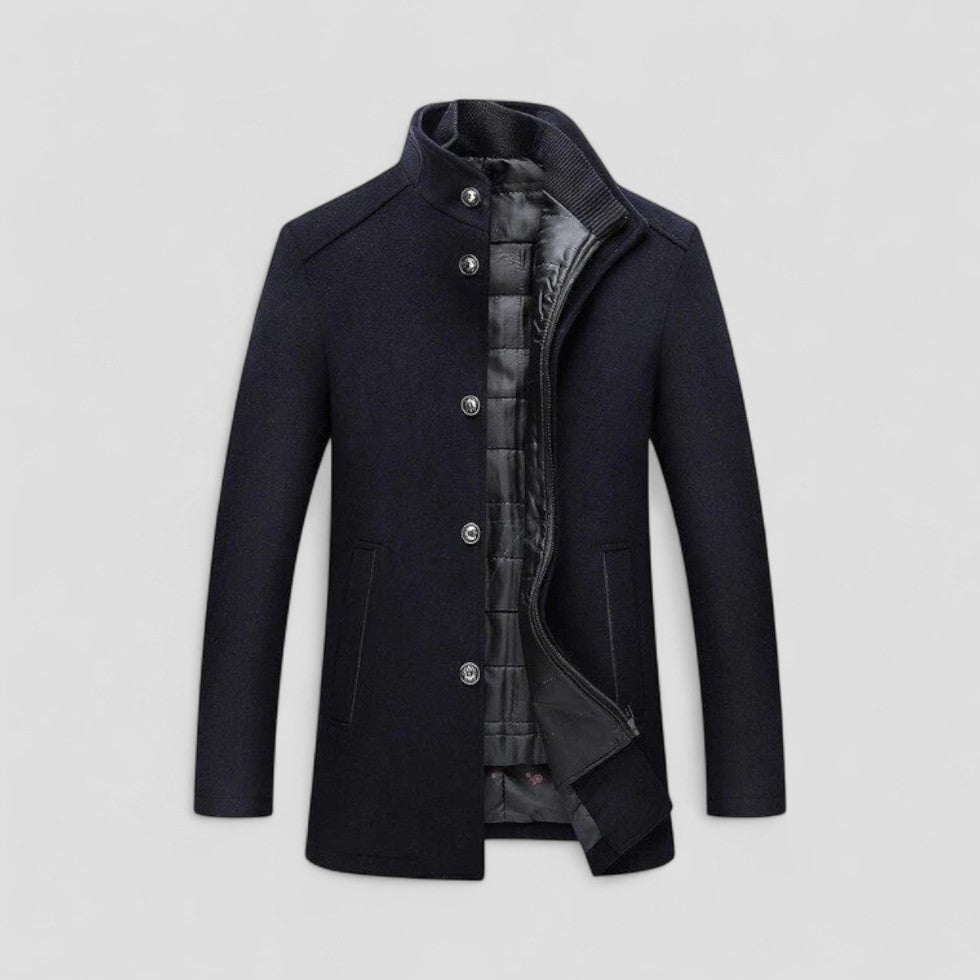 Wool Blend Button Front Winter Coat