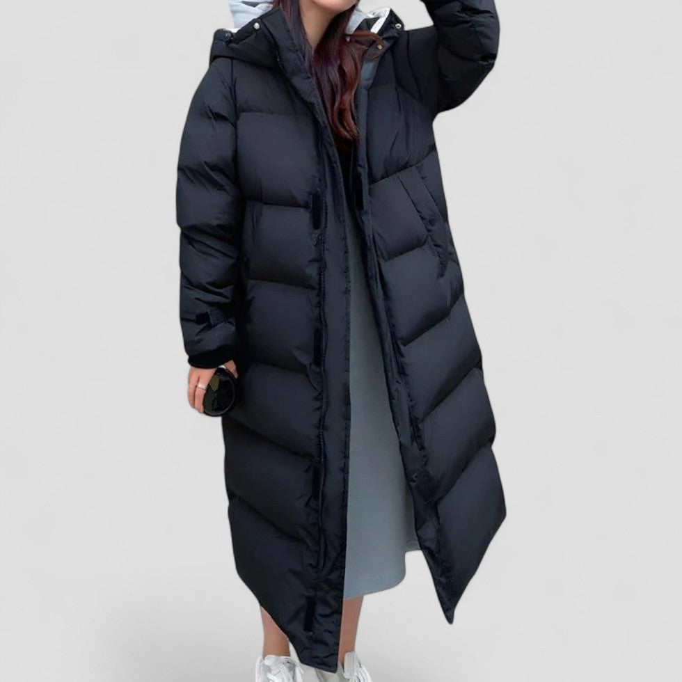 Long Puffer Coat with Hood