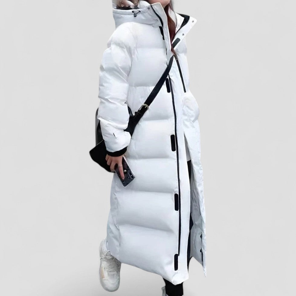 Long Puffer Coat with Hood