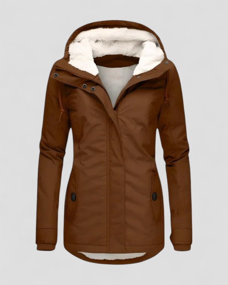 Womens Waterproof Fleece Lined Hooded Winter Jacket