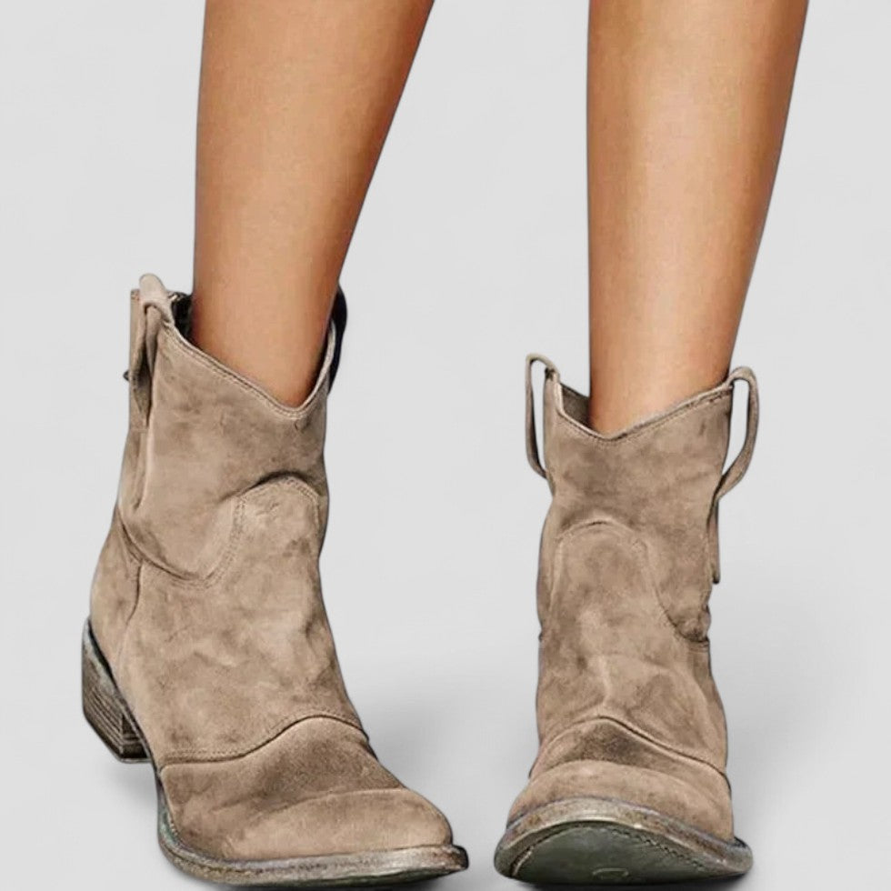 Suede Western Ankle Boots for Women