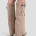 Pointed Toe Fold Over High Boots