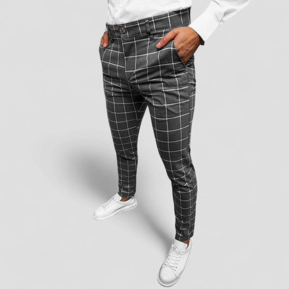 Checked Slim Fit Dress Pants