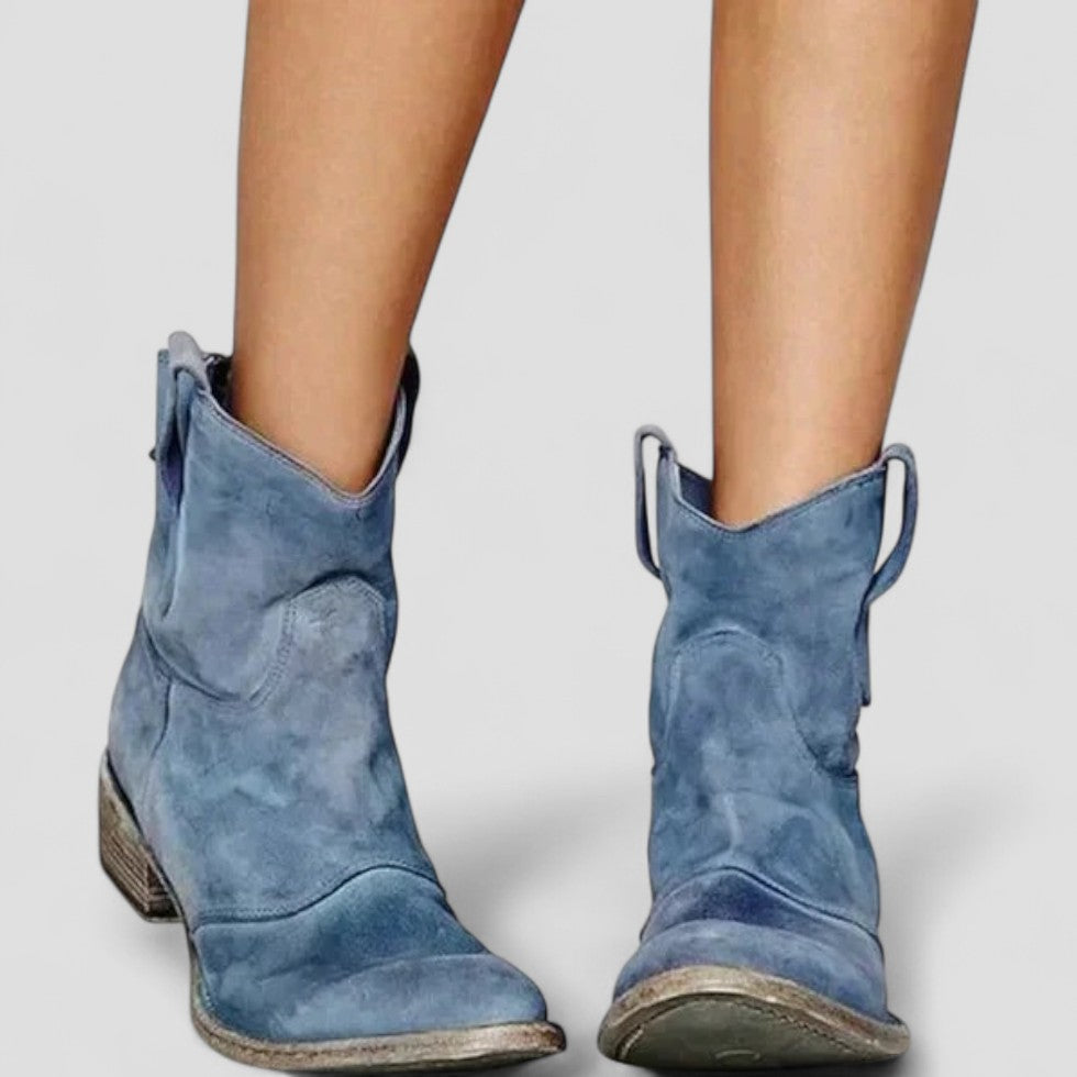 Suede Western Ankle Boots for Women