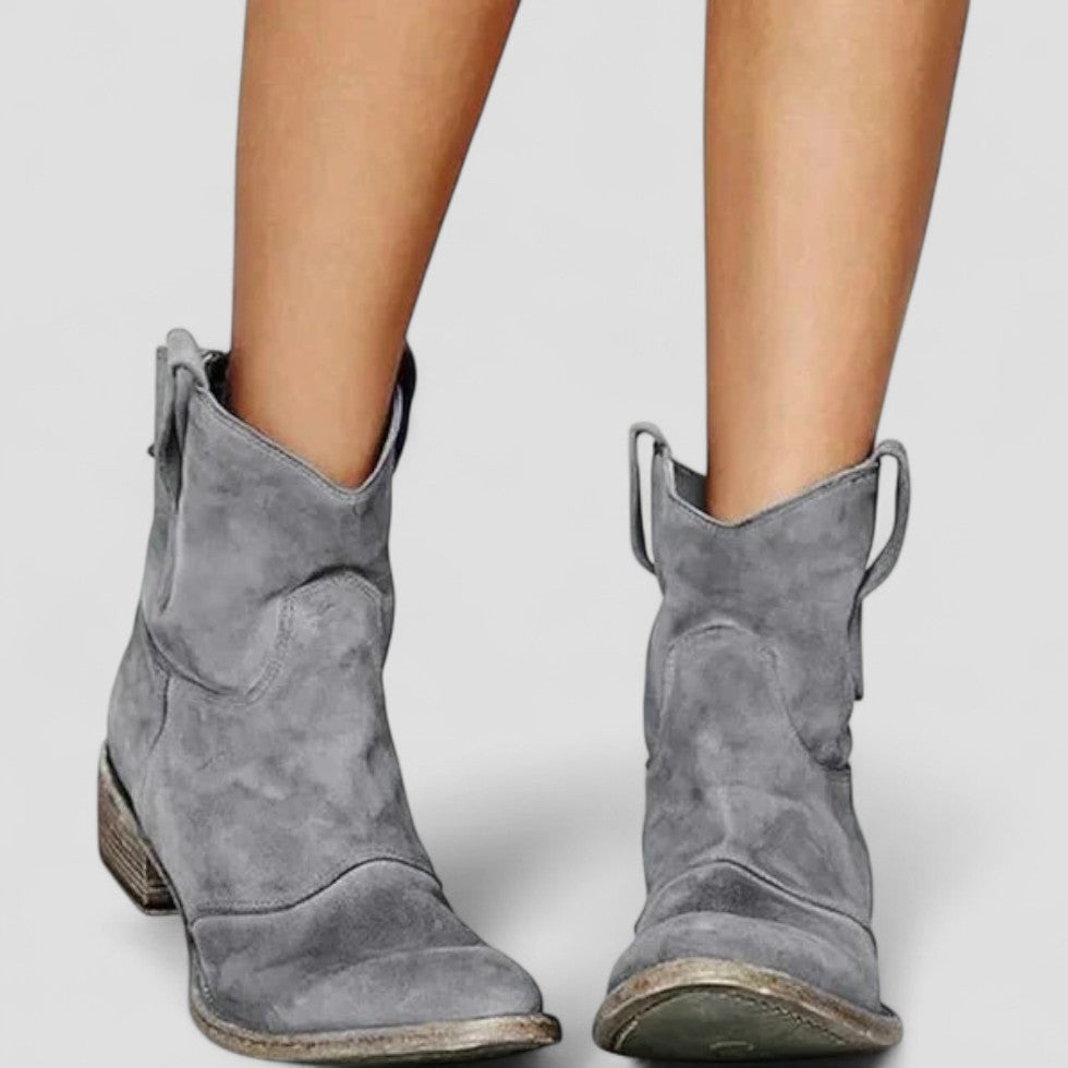 Suede Western Ankle Boots for Women