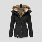 Women’s Hooded Winter Puffer Coat with Faux Fur Trim