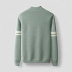 Button Up Knit Cardigan with Striped Sleeve Detail for Men
