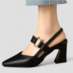 Block Heel Slingback Pumps