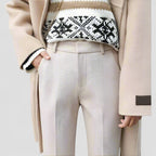 High Waist Wool Blend Tapered Trousers for Women