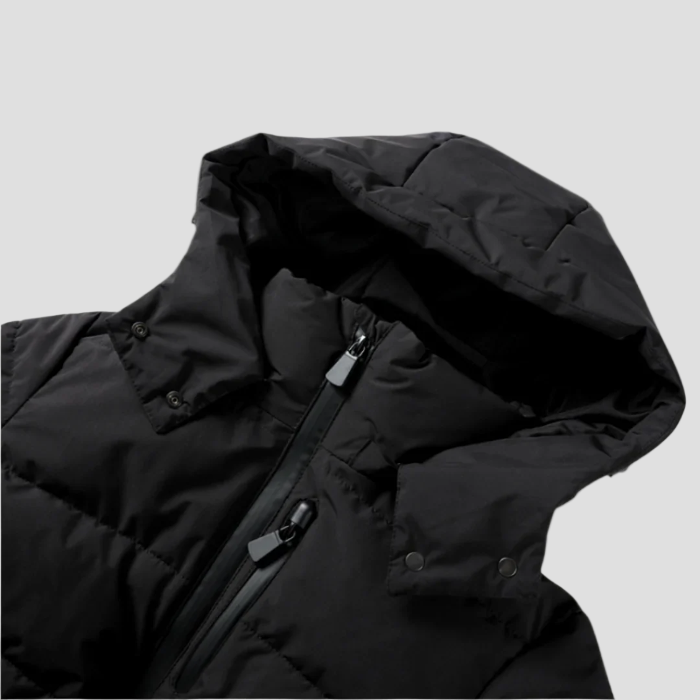 Women’s Belted Puffer Jacket with Detachable Hood