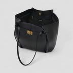 Large Tote Bag Made of Imitation Leather with Elegant Twist Clasp