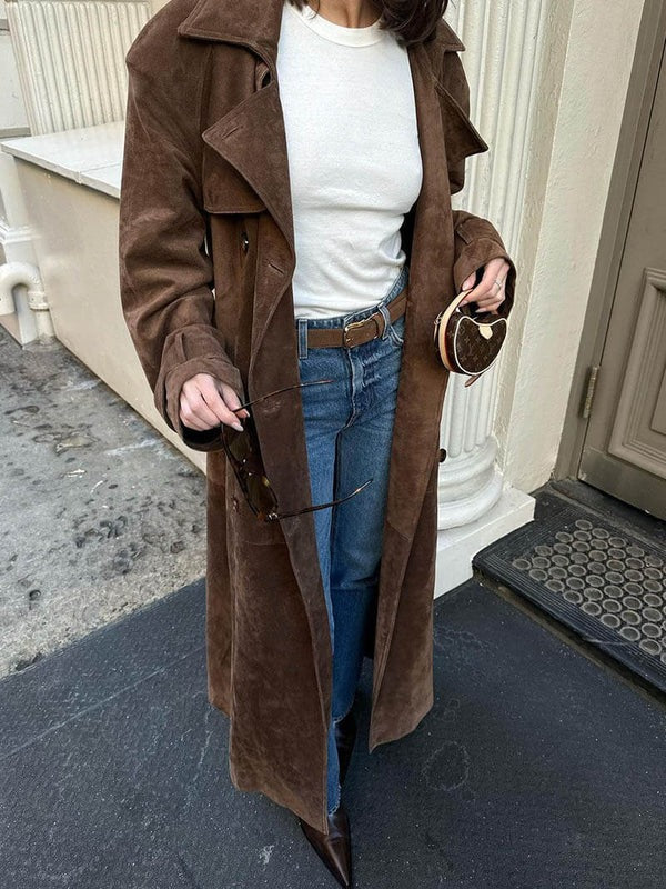 Stylish Suede Trench Coat for Women