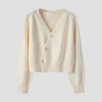 Cozy Knitted Button Front Cropped Cashmere Cardigan for Layered Outfits