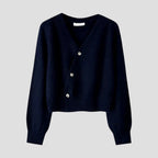 Cozy Knitted Button Front Cropped Cashmere Cardigan for Layered Outfits