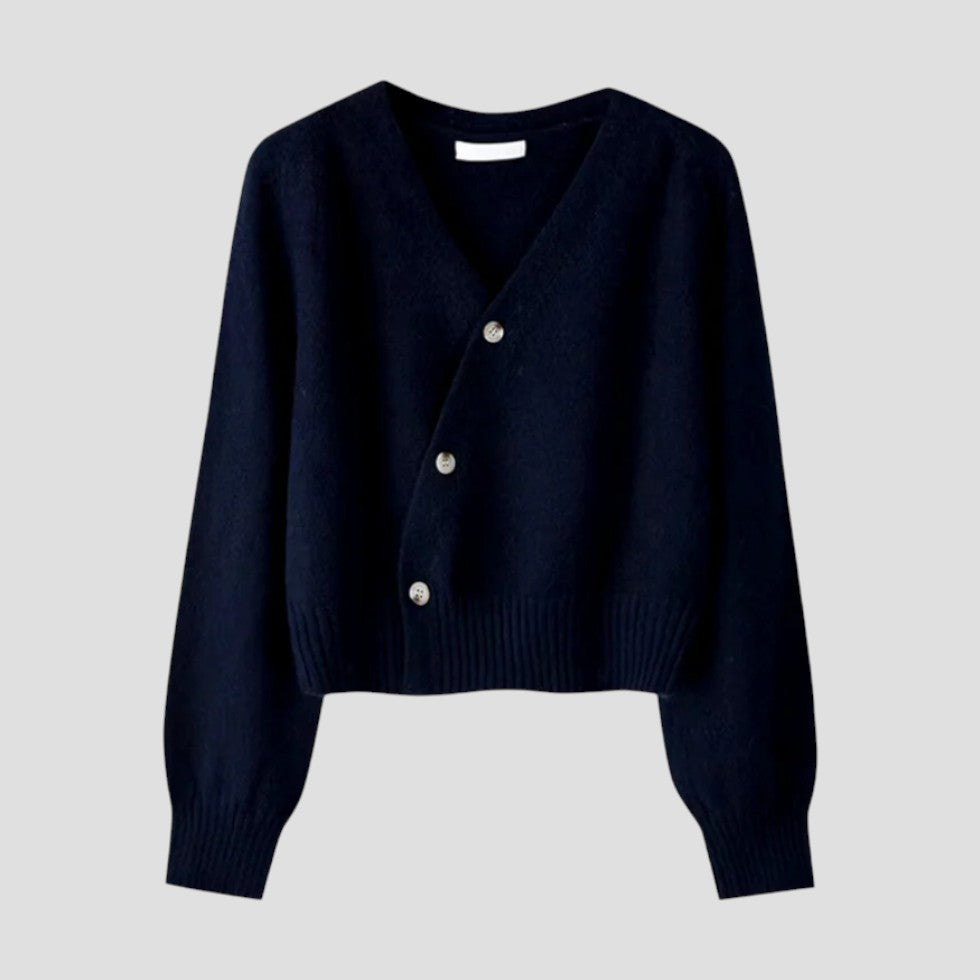 Cozy Knitted Button Front Cropped Cashmere Cardigan for Layered Outfits