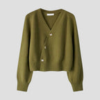 Cozy Knitted Button Front Cropped Cashmere Cardigan for Layered Outfits