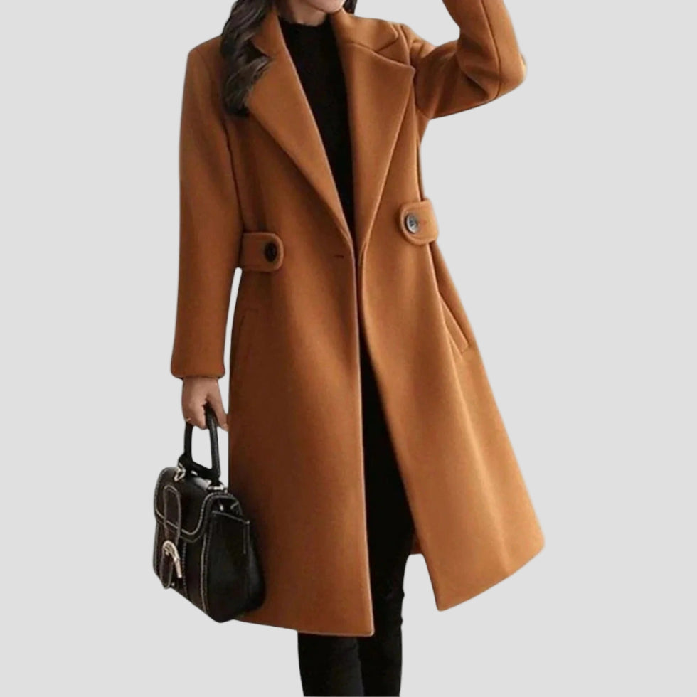 Women’s Elegant Wool Blend Belted Long Winter Coat