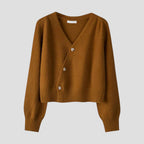 Cozy Knitted Button Front Cropped Cashmere Cardigan for Layered Outfits