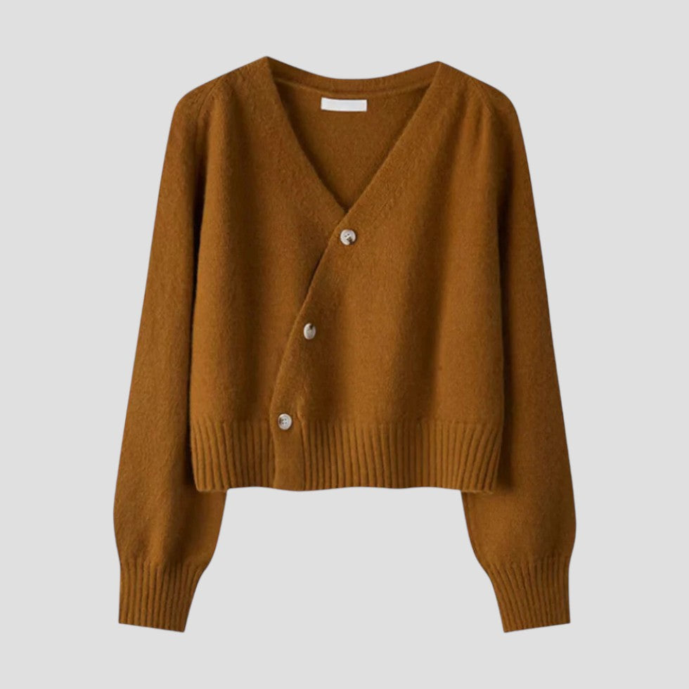 Cozy Knitted Button Front Cropped Cashmere Cardigan for Layered Outfits