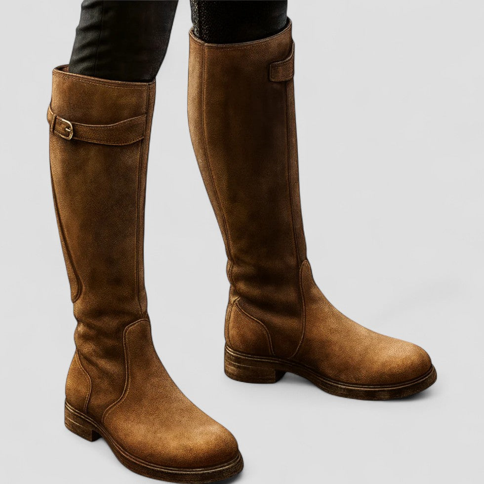 Suede Knee High Riding Boots