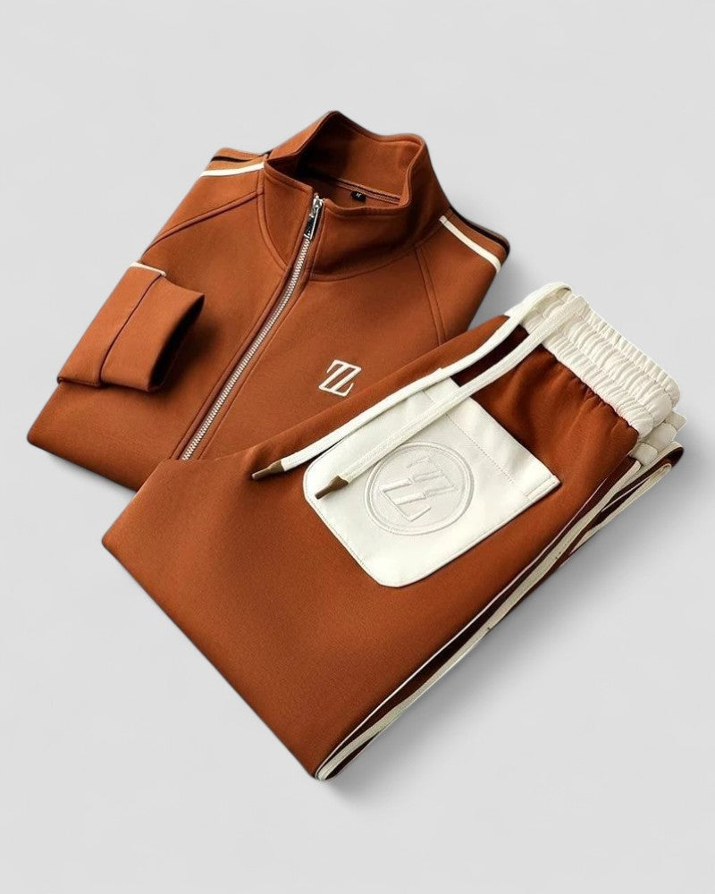 Mens Two Piece Athletic Tracksuit Set with Zip Jacket