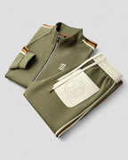 Mens Two Piece Athletic Tracksuit Set with Zip Jacket