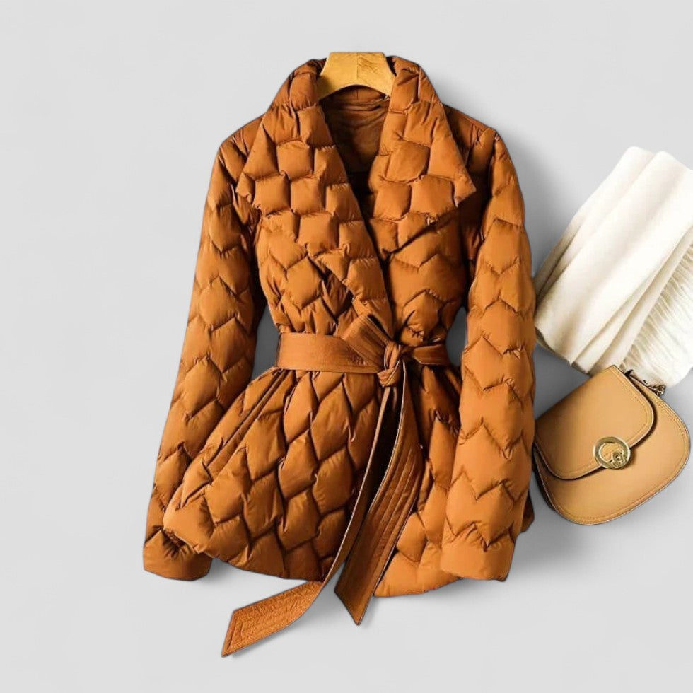 Quilted Belted Puffer Jacket for Women
