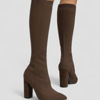 Stretch Knit High Heel Knee Boots