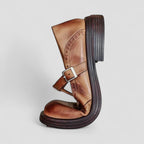 Buckle Strap Leather Loafers