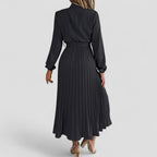 Pleated Long Sleeve Midi Dress