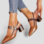 Pointed Toe Block Heel Slingback Shoes
