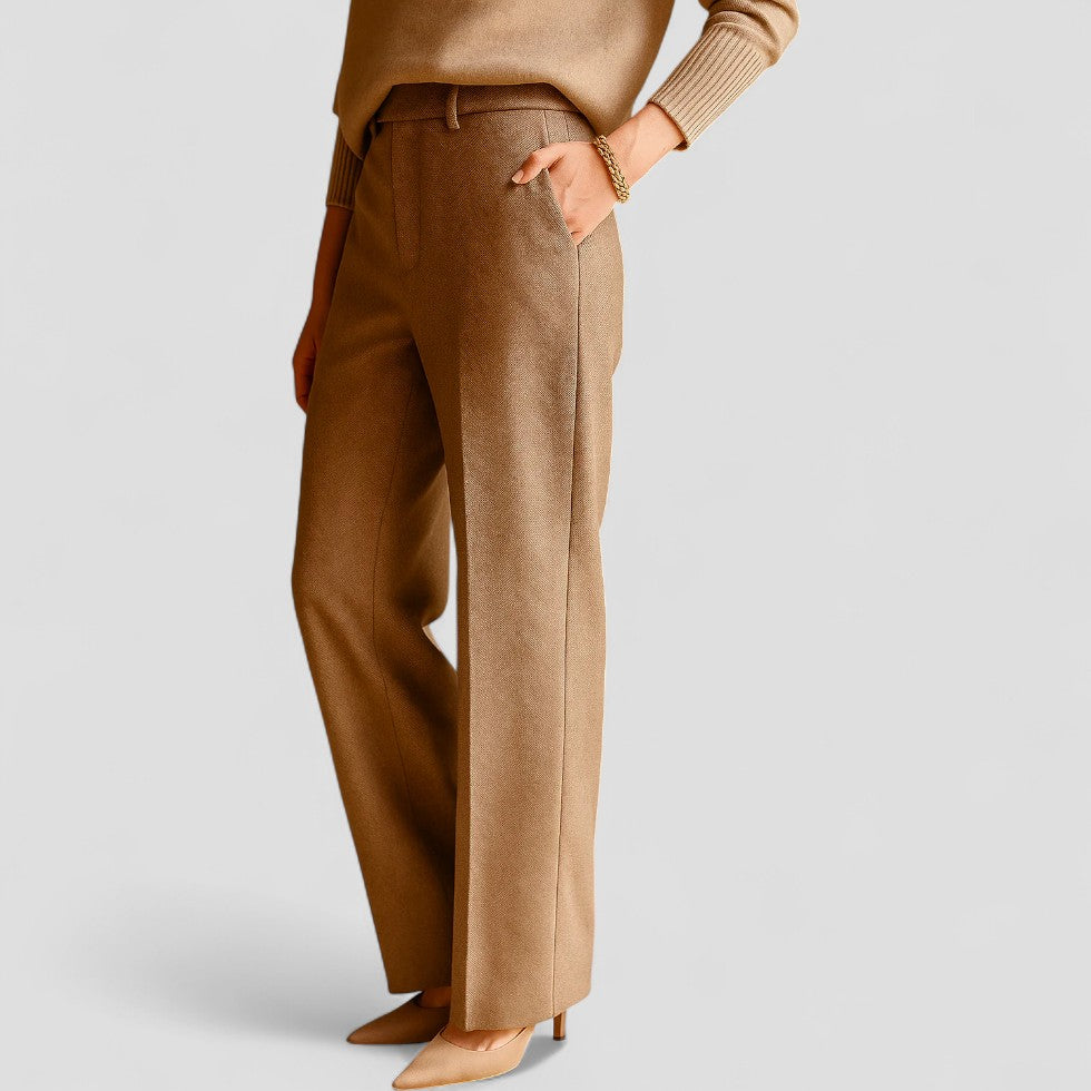 High Waist Wool Blend Tapered Trousers for Women