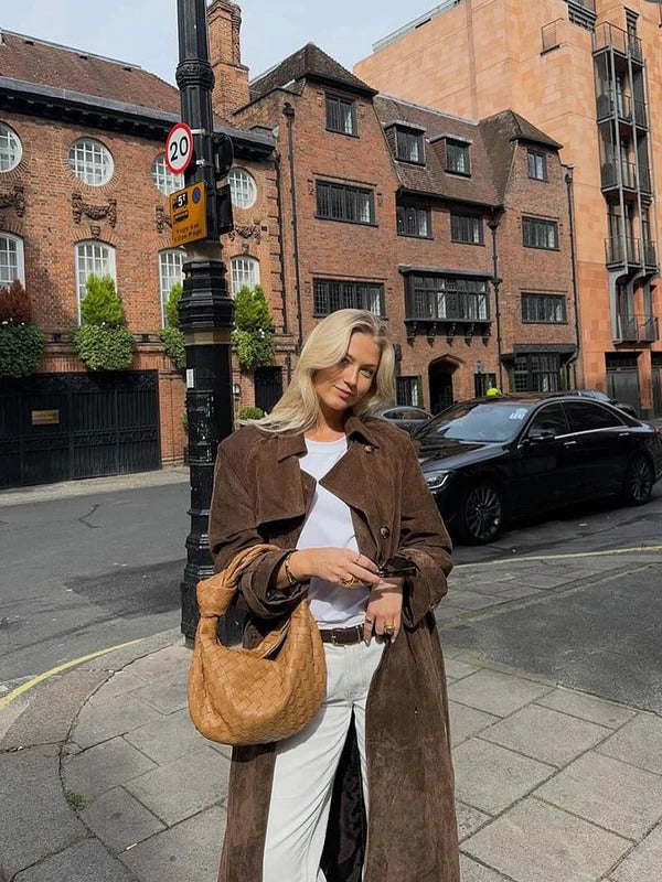 Stylish Suede Trench Coat for Women