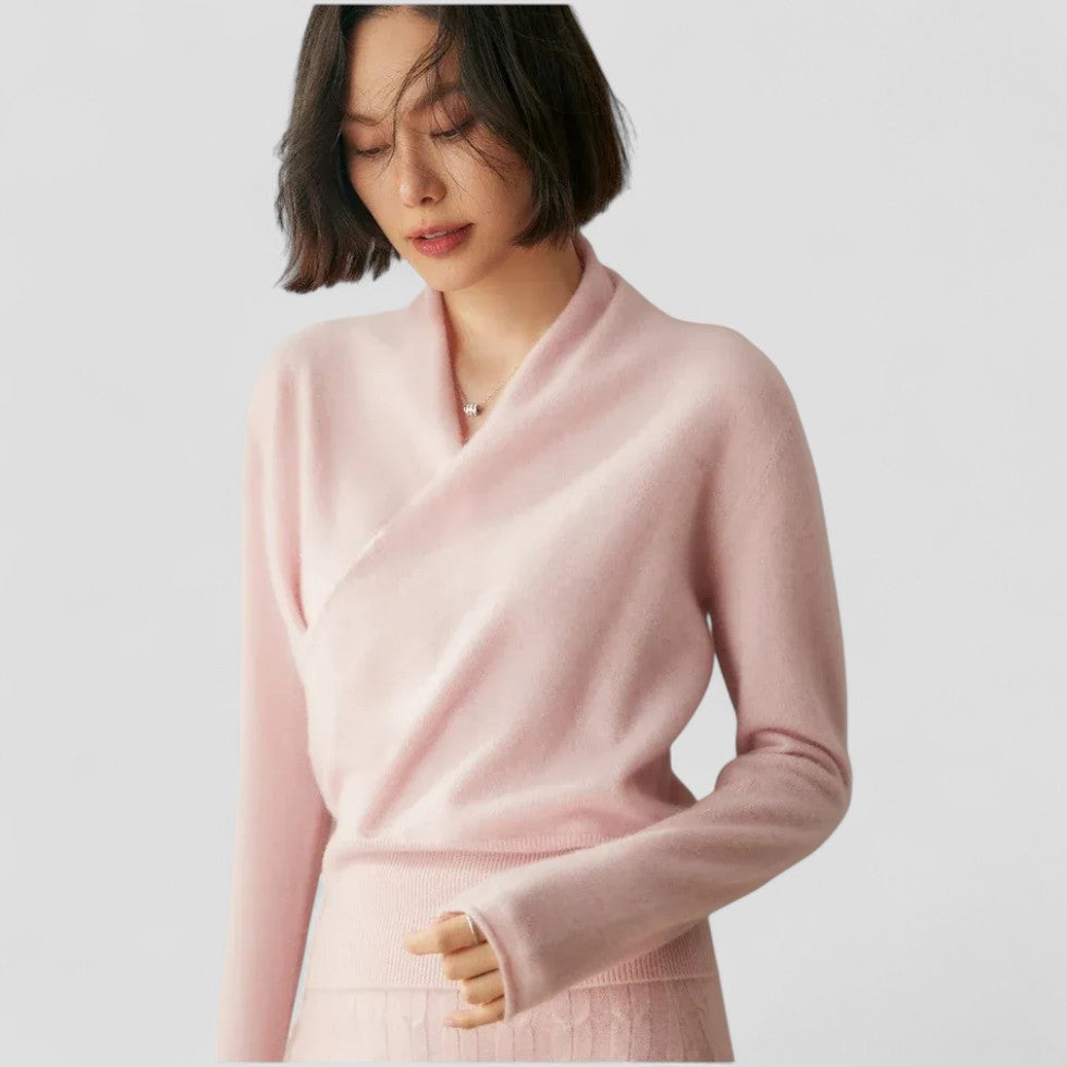 Cashmere Wrap Knit Sweater Top for Women