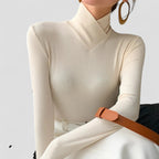Ribbed Cashmere  Long Sleeve Turtleneck Top
