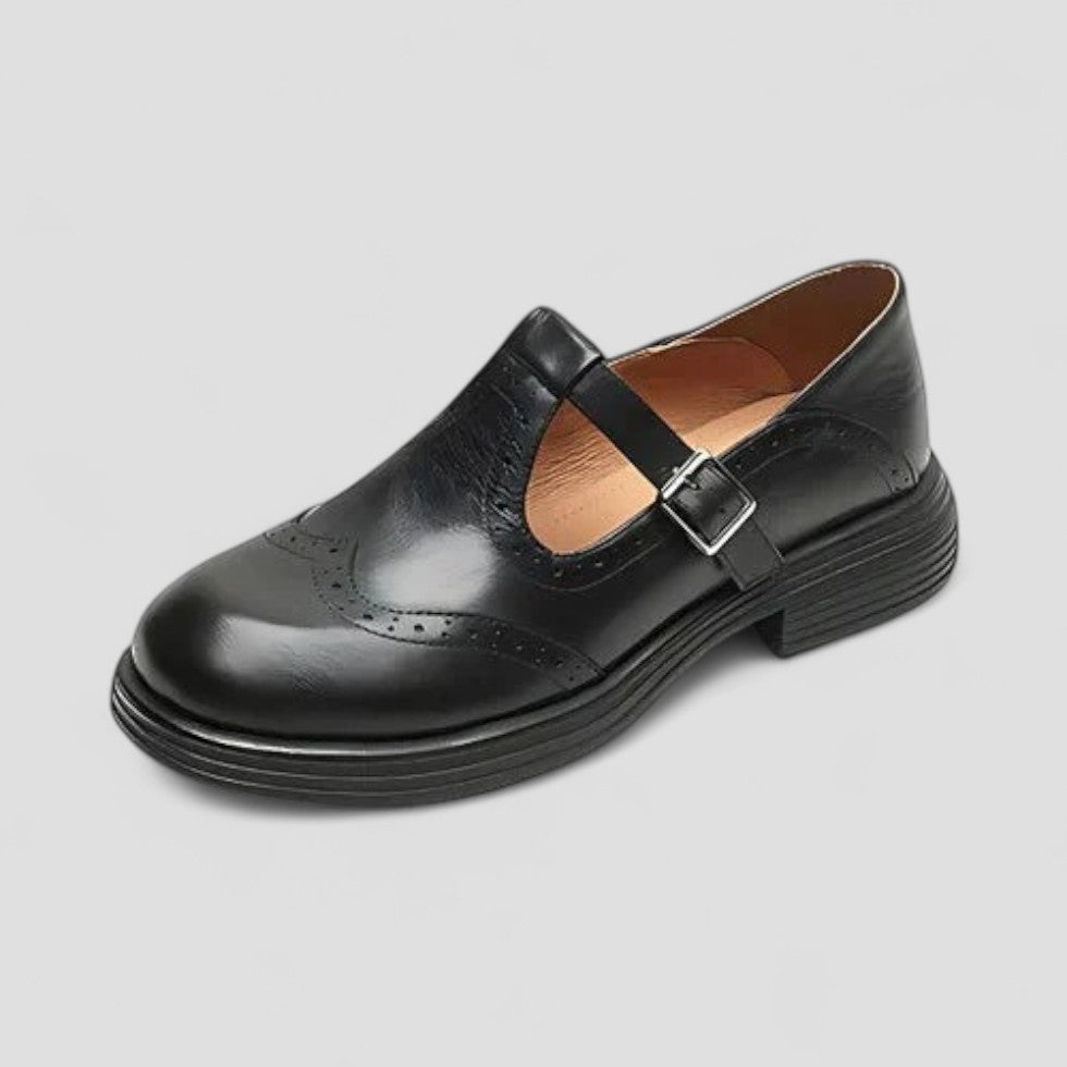 Buckle Strap Leather Loafers