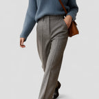 High Waist Wool Blend Tapered Trousers for Women
