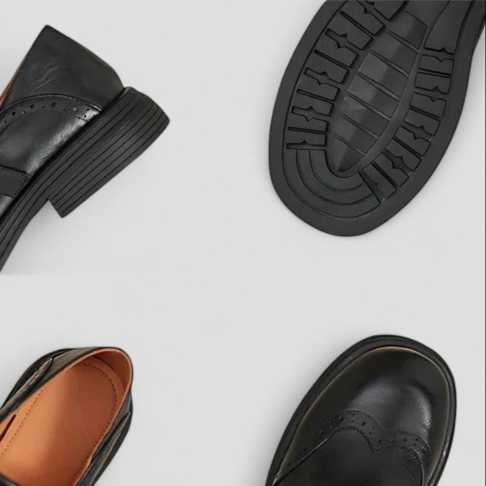 Buckle Strap Leather Loafers