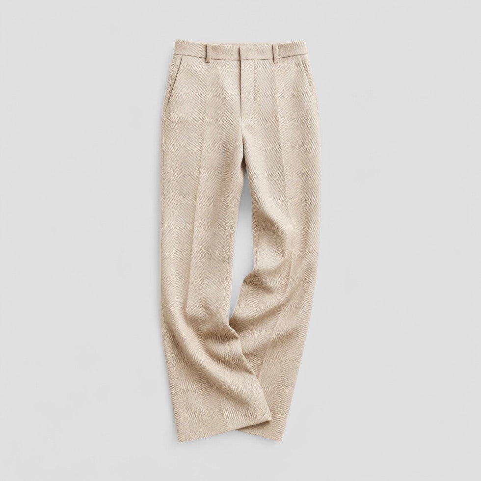 High Waist Wool Blend Tapered Trousers for Women