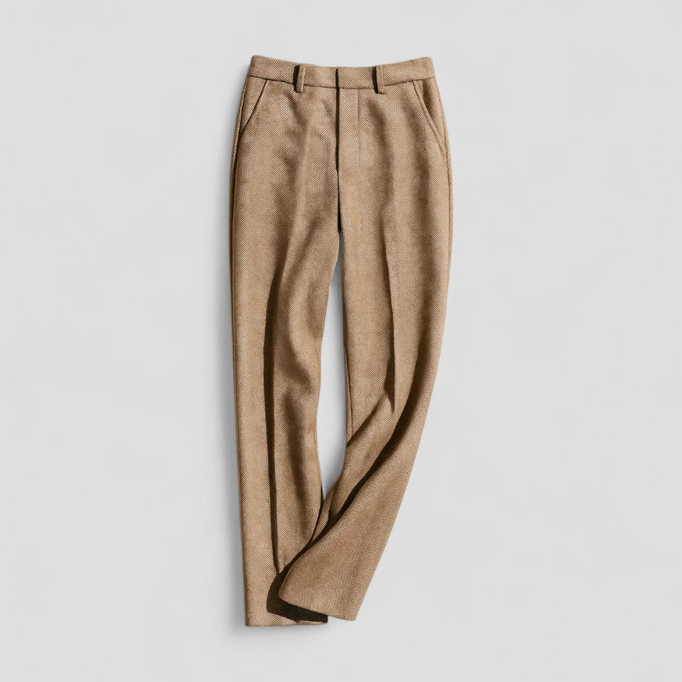 High Waist Wool Blend Tapered Trousers for Women