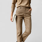 High Waist Wool Blend Tapered Trousers for Women