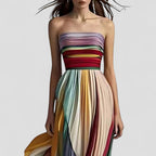 Strapless Pleated Maxi Evening Dress