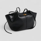 Large Tote Bag Made of Imitation Leather with Elegant Twist Clasp