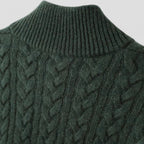 Cable Knit Cashmere Blend Pullover with Button Collar